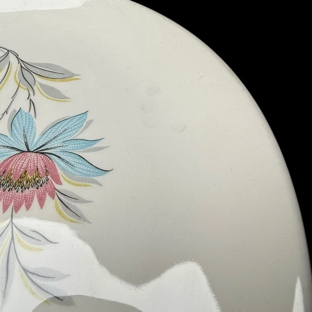 Steubenville‎ Pottery Fairlane Dinner Plates Pink Blue Flower USA Set Of 3